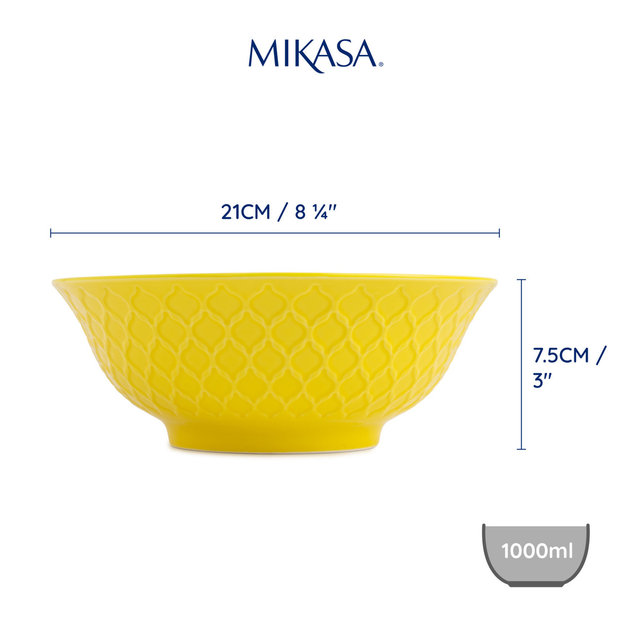 Miska Mikasa 21 cm žluto-modrý geometrický vzor, 900 ml, kamenina7